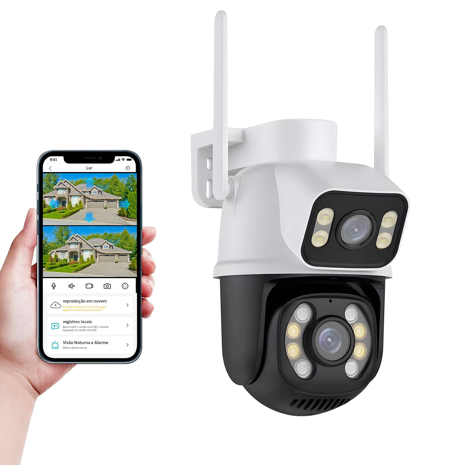 Câmera de Segurança Wi-Fi 360° 6MP com Visão Noturna e IP66