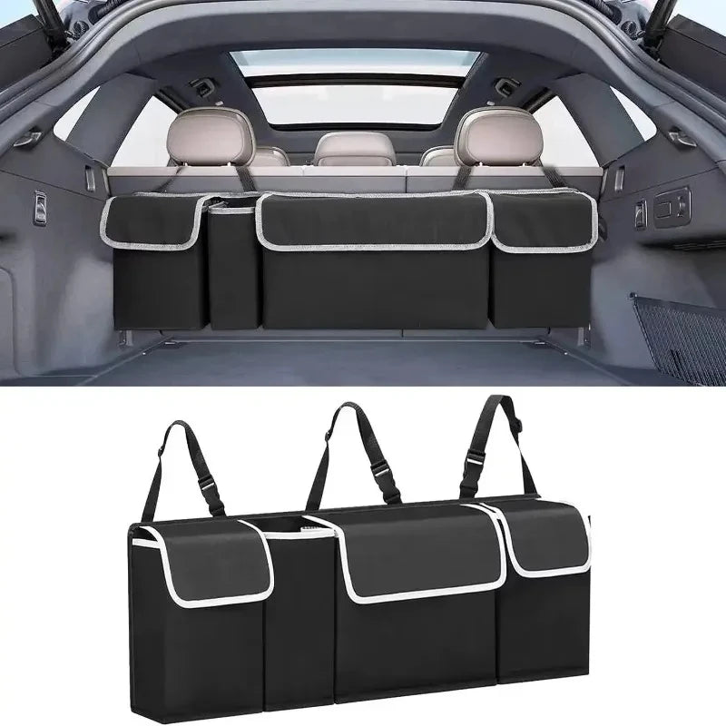 Organizador de Porta-Malas para Carro com Divisórias e Alças Ajustáveis