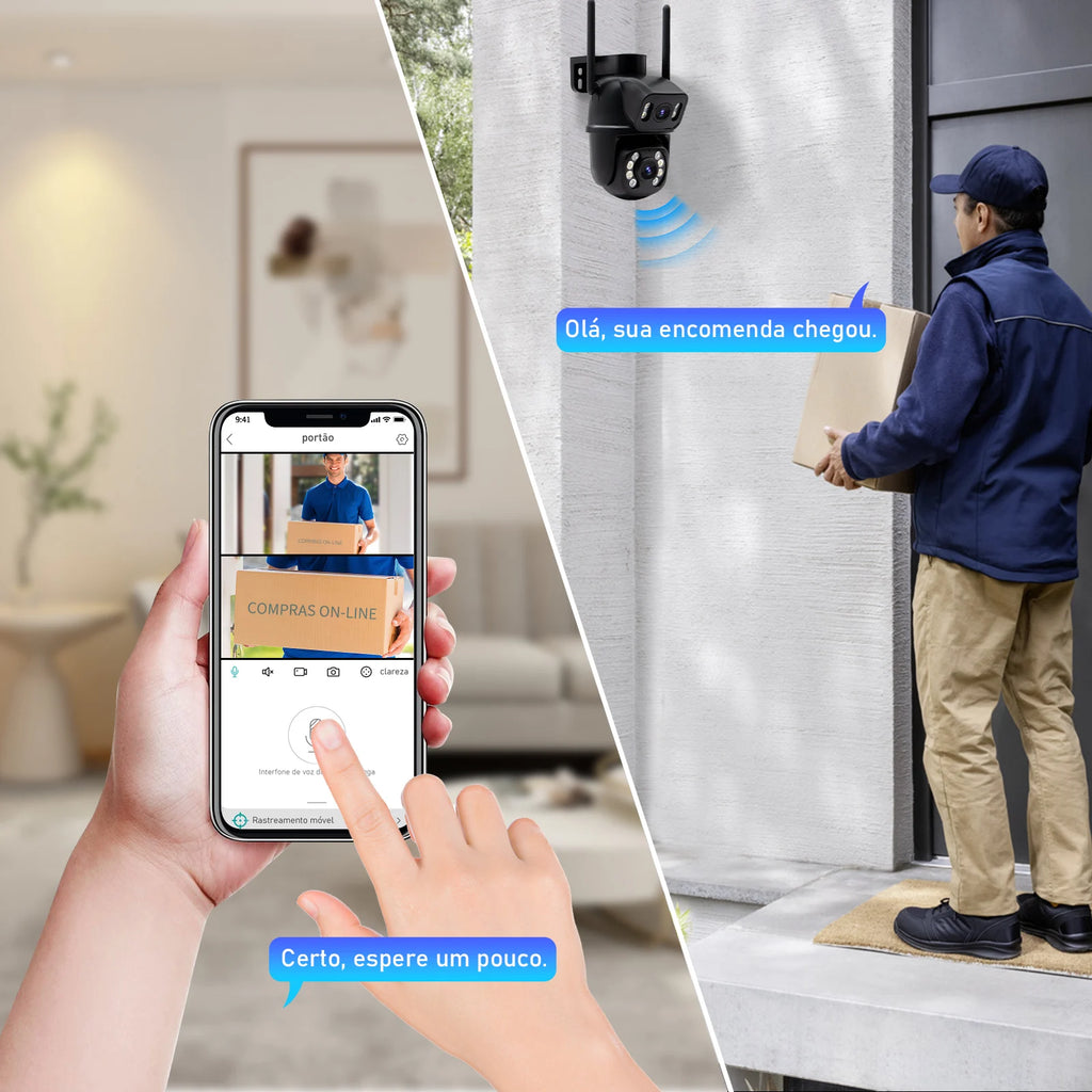 Câmera de Segurança Wi-Fi 360° 6MP com Visão Noturna e IP66