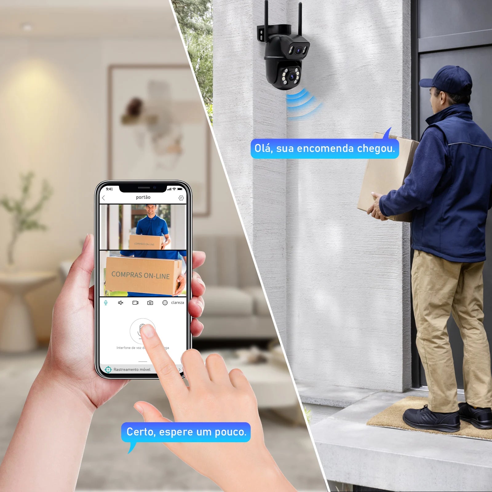 Câmera de Segurança Wi-Fi 360° 6MP com Visão Noturna e IP66