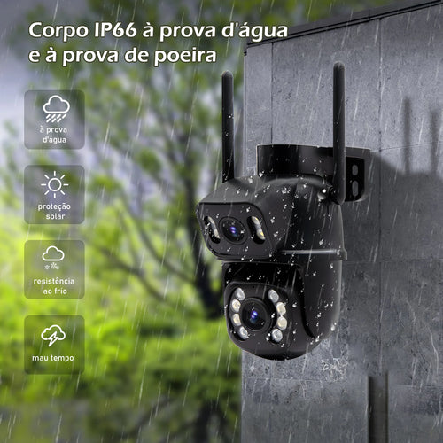 Câmera de Segurança Wi-Fi 360° 6MP com Visão Noturna e IP66