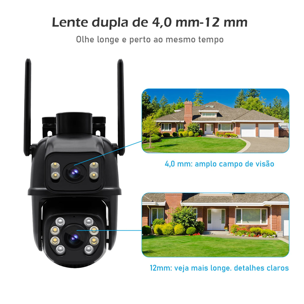 Câmera de Segurança Wi-Fi 360° 6MP com Visão Noturna e IP66