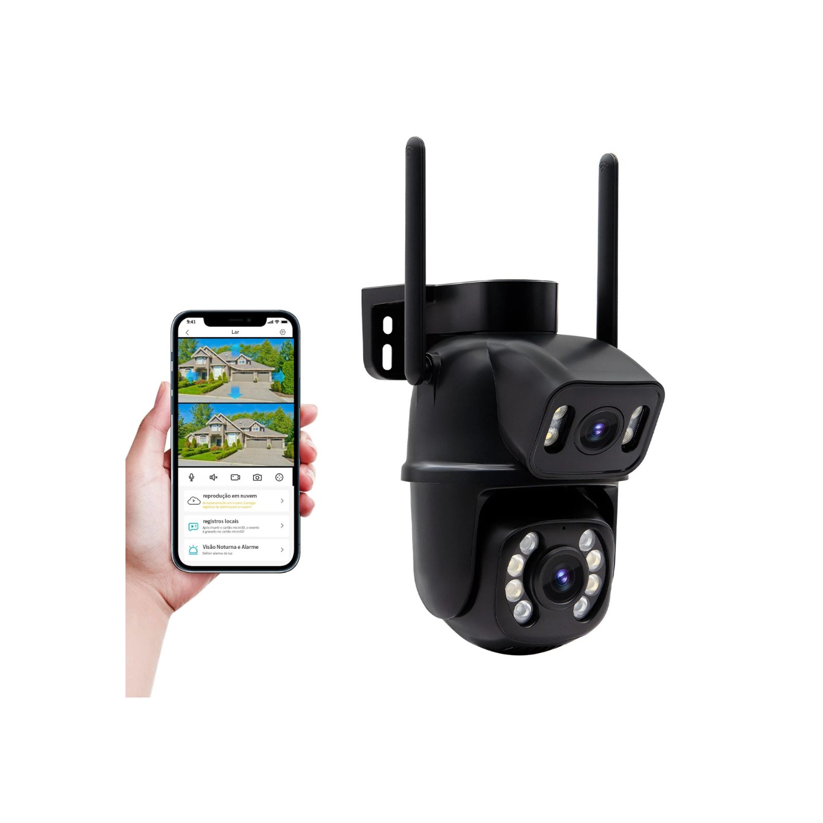Câmera de Segurança Wi-Fi 360° 6MP com Visão Noturna e IP66