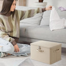 Caixa de armazenamento com tampa, recipiente empilhável à prova de odor com alça, cestas de prateleira laváveis para cobertor roupas brinquedos casa organiza